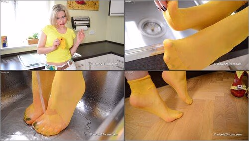 Nicole24 - Super sexy wet nylon socks