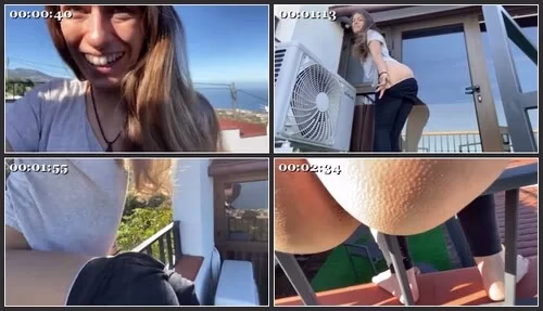 VeganLinda's Crazy shit on rooftop-railing