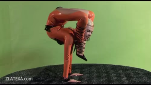 Zlatexa's Kinky Latex orange suit