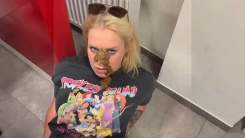 Public shitting on Devil-Sophie's face in bank