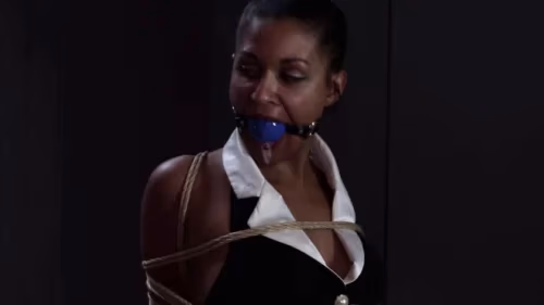 Calisa Bliss - Secretary Gets Herself Chair Tied and Ballgagged | BDSM Video