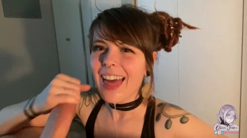 Olivia Jarden - Young goth slut swallows big load | Cum Play Video