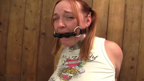 Kerry - Tongue Port Gag And Zip Tie Elbow Bondage | Struggling Video