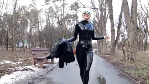 Arnika - Walk In Black Latex Catsuit | Shiny Clothes Video