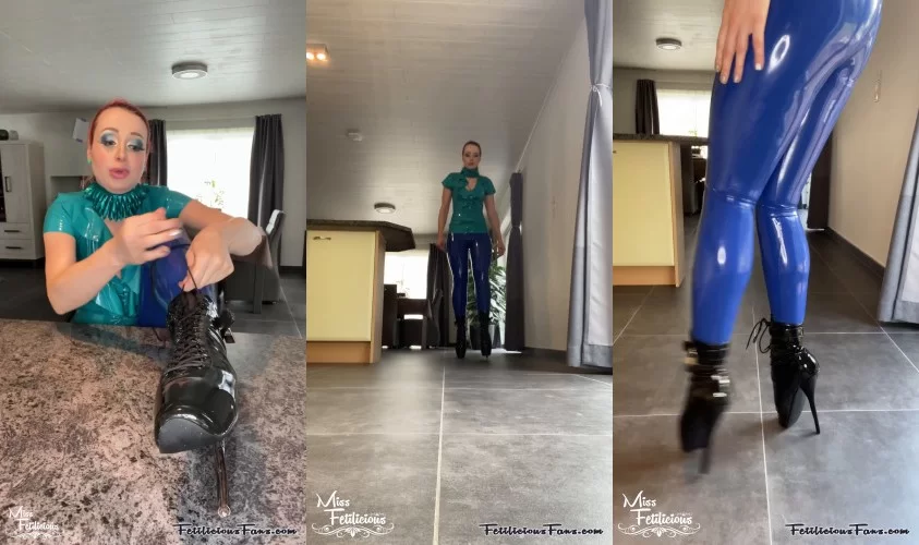 Miss Fetilicious - Ballet Boots Training Session | Shiny Clothes Video