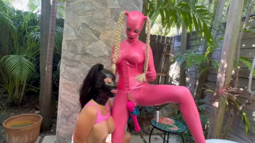 LatexLara - Pink Latex Vibrator Fun | Shiny Clothes Video