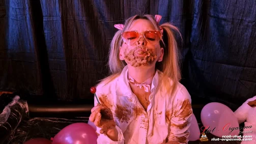 SlutOrgasmaCeleste - Cum and play with me in shit | Poop Video